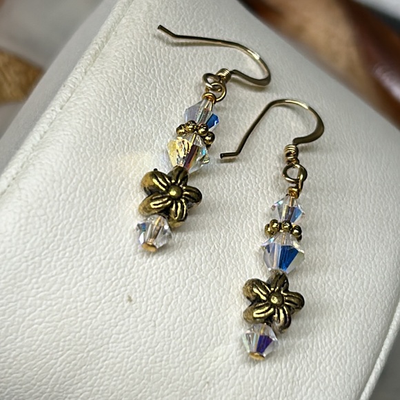 🖤NEW💕14Kgf Swarovski crystal handmade earrings - Picture 4 of 8